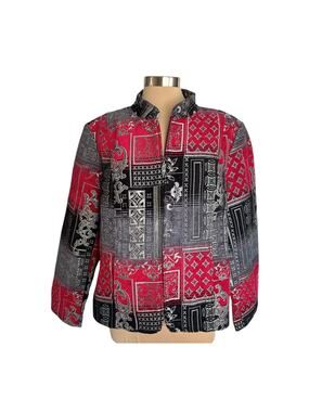 Christopher & Banks Tapestry Blazer Women XL Full Zip Geometric Design Patchwork